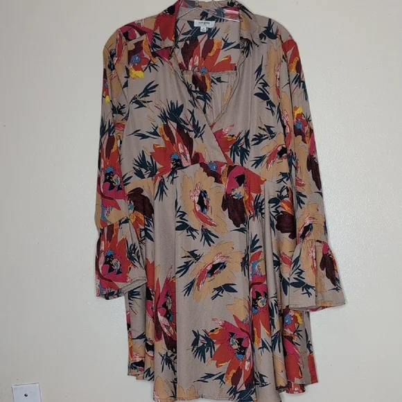 Umgee babydoll Boho Floral Style Tunic Mini Dress size M - Picture 2 of 10